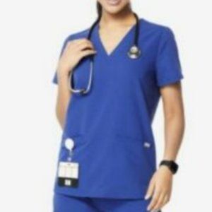 Figs Casma Three Pocket Scrub Top in Winning Blue
